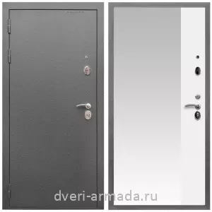 Офисные, Дверь входная Армада Оптима Антик серебро / МДФ 16 мм ФЛЗ  Панорама-1 Белый матовый