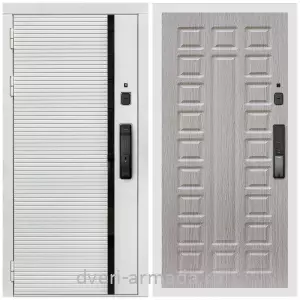 Левые входные двери, Умная входная смарт-дверь Армада Каскад WHITE МДФ 10 мм Kaadas K9 / МДФ 16 мм ФЛ-183 Сандал белый