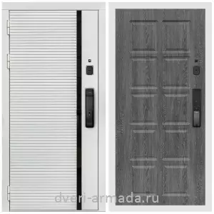 Левые входные двери, Умная входная смарт-дверь Армада Каскад WHITE МДФ 10 мм Kaadas K9 / МДФ 10 мм ФЛ-38 Дуб Филадельфия графит