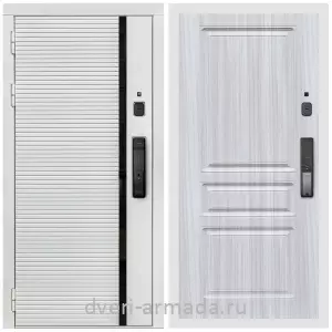 Современные входные двери, Умная входная смарт-дверь Армада Каскад WHITE МДФ 10 мм Kaadas K9 / МДФ 16 мм ФЛ-243 Сандал белый