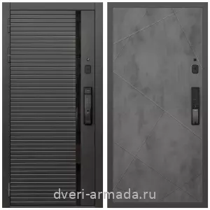 Левые входные двери, Умная входная смарт-дверь Армада Каскад BLACK МДФ 10 мм Kaadas K9 / МДФ 10 мм ФЛ-291 Бетон темный